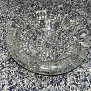 6" Lead Crystal Ashtray Retro 4 cigarette Joint Slots Daisy Clear Glass VTG EUC